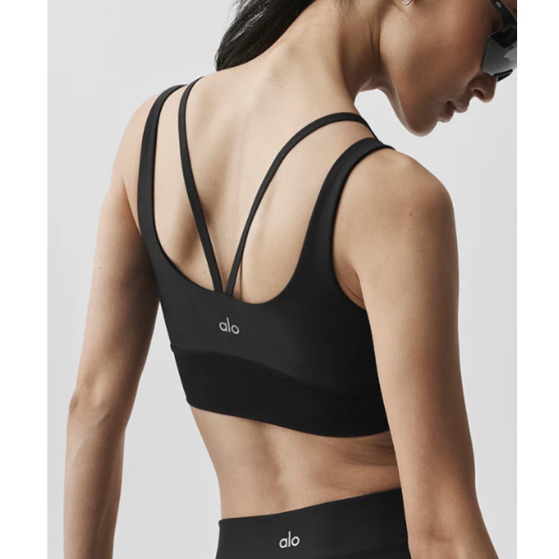 Alo Airlift Double Trouble Layered Sports Bra Black Small