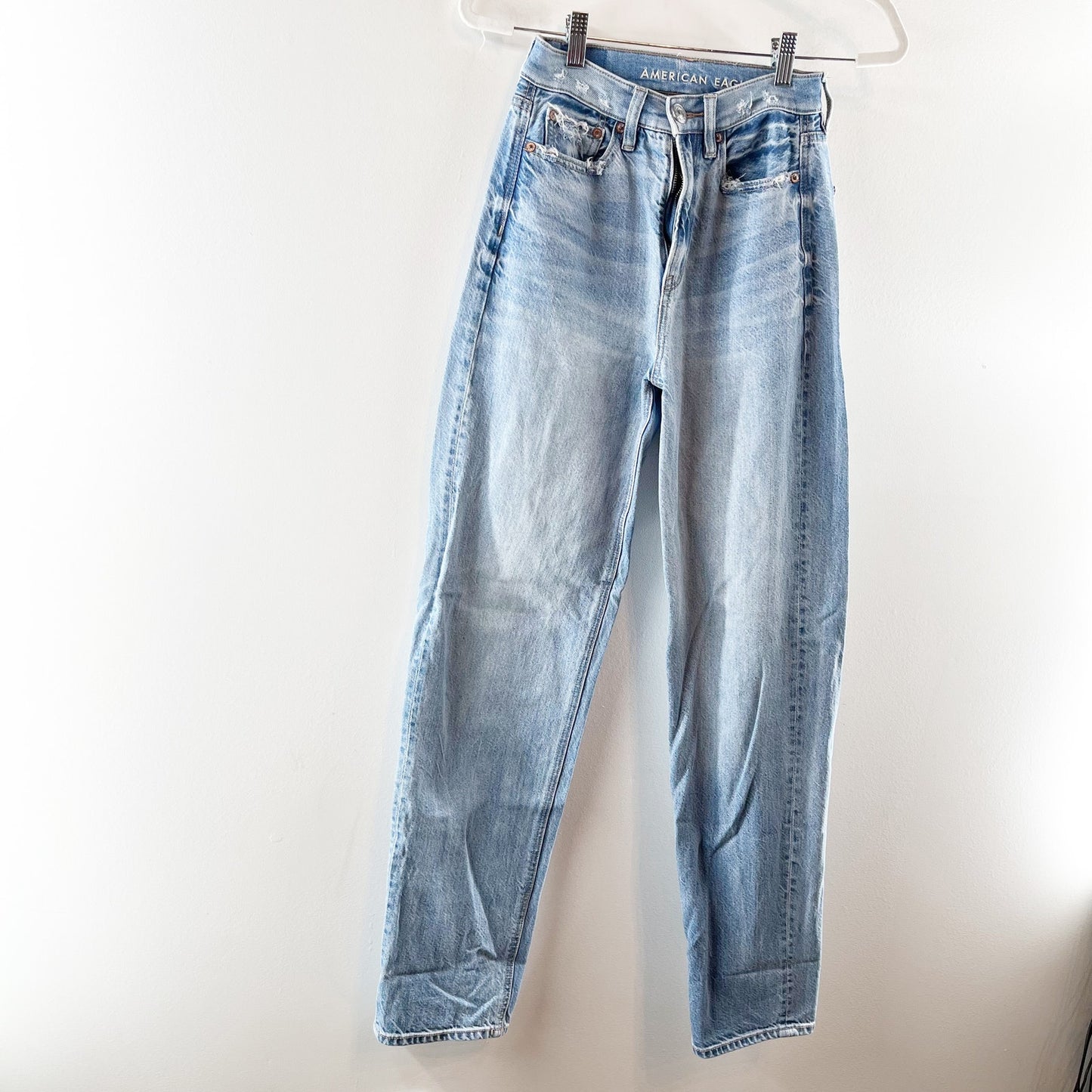 American Eagle Classic Cotton Denim Relaxed Tapered Baggy Jeans Powder Blue 00