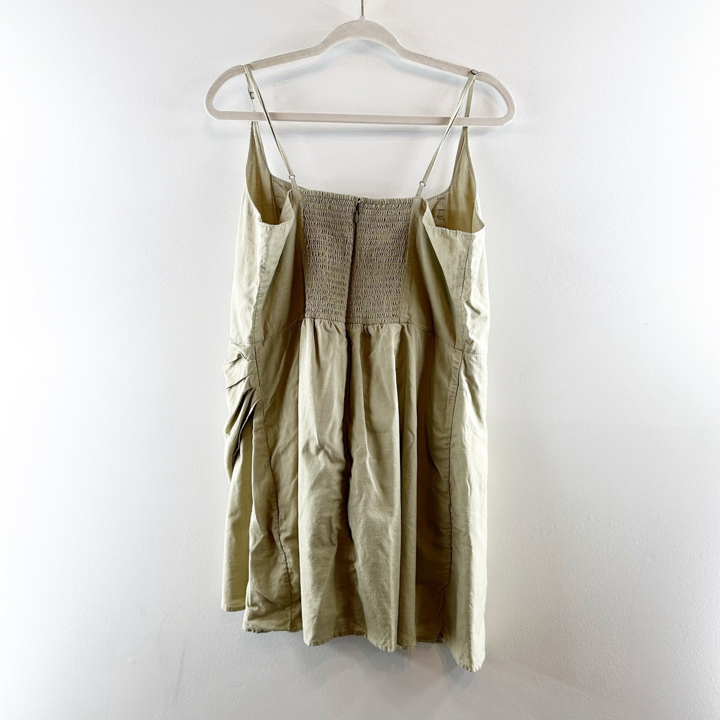 Abercrombie Square Neck Cotton Wrap Mini Slip Dress Green XL