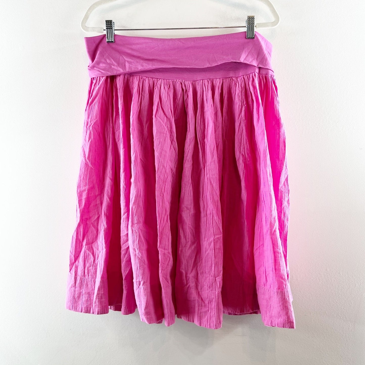 Free People Cotton Foldover Waist Mini Skirt Pink XL