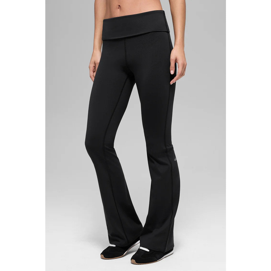 Alo Yoga Softsculpt Pull On Foldover High Waisted Flare Leggings Black Small