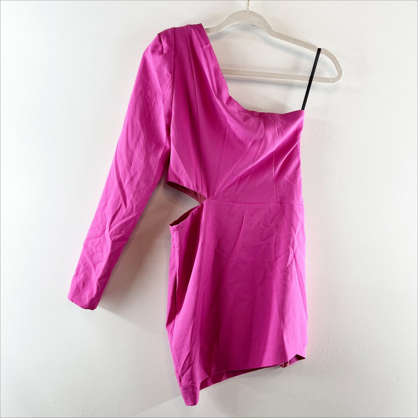 NBD One Shoulder Asymmetrical Side Cutout Mini Dress Pink Small