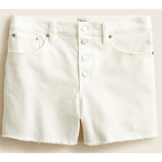 J. Crew High Rise Button Fly Cutoff Jean Denim Shorts White 27