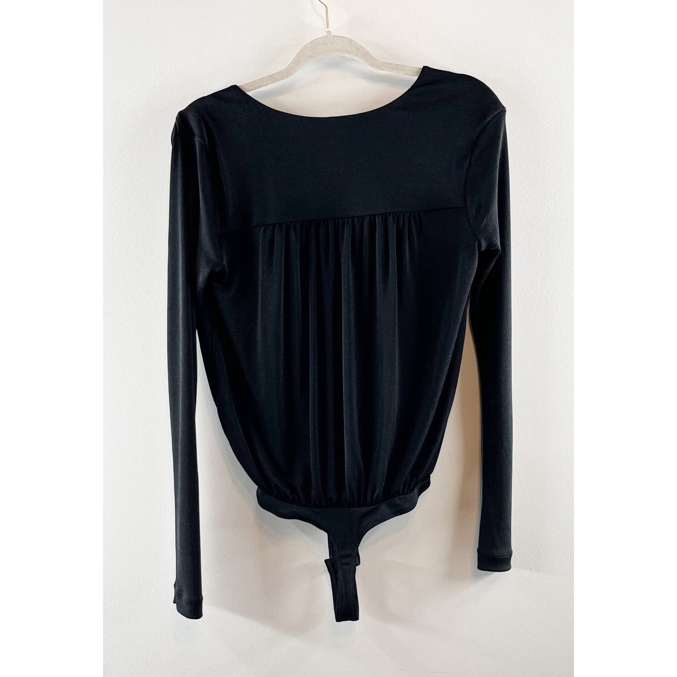 Free People Intimately Turnt Plunge Long Sleeve Thong Bodysuit Black Small