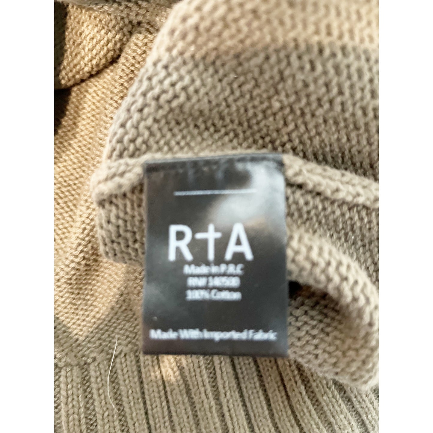 RTA Beckett One Shoulder Asymmetrical Raw Edge Sweater Uno Platoon Green XS