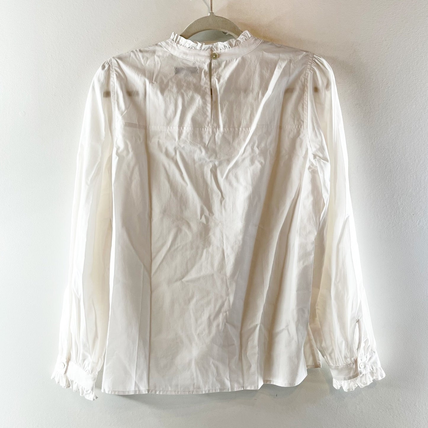 Rails Ariana Pintuck High Neck Long Sleeve Cotton Blouse Shirt Top White Medium