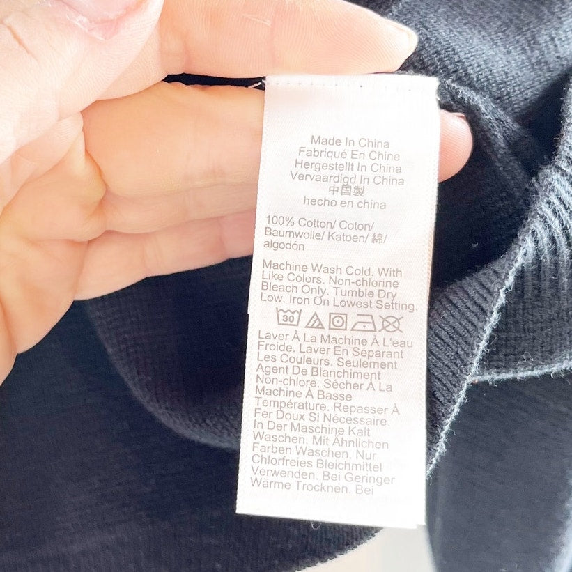 J. Crew Long Sleeve Patch-Pocket Button-Front Knit Sweater Lady Jacket Black L