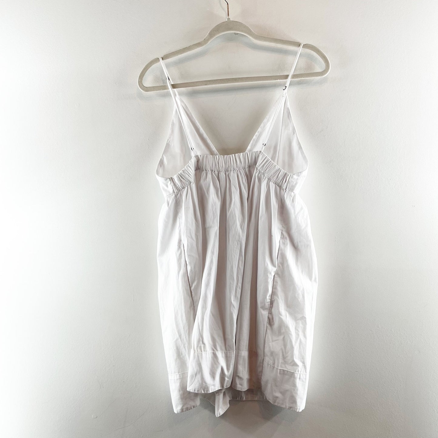 Abercrombie & Fitch Plunge V Neck Babydoll Poplin Mini Dress White Medium