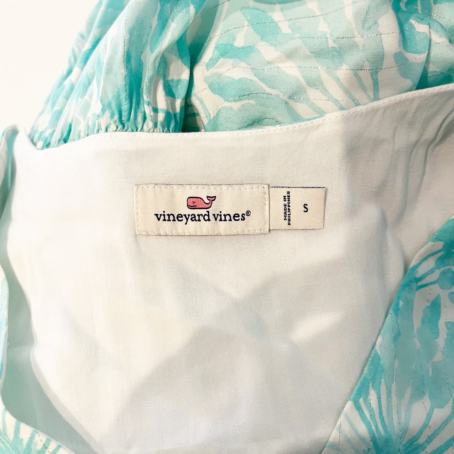 Vineyard Vines Short Flutter Sleeve Tiered Smocked Waist Mini Dress Mint Green S