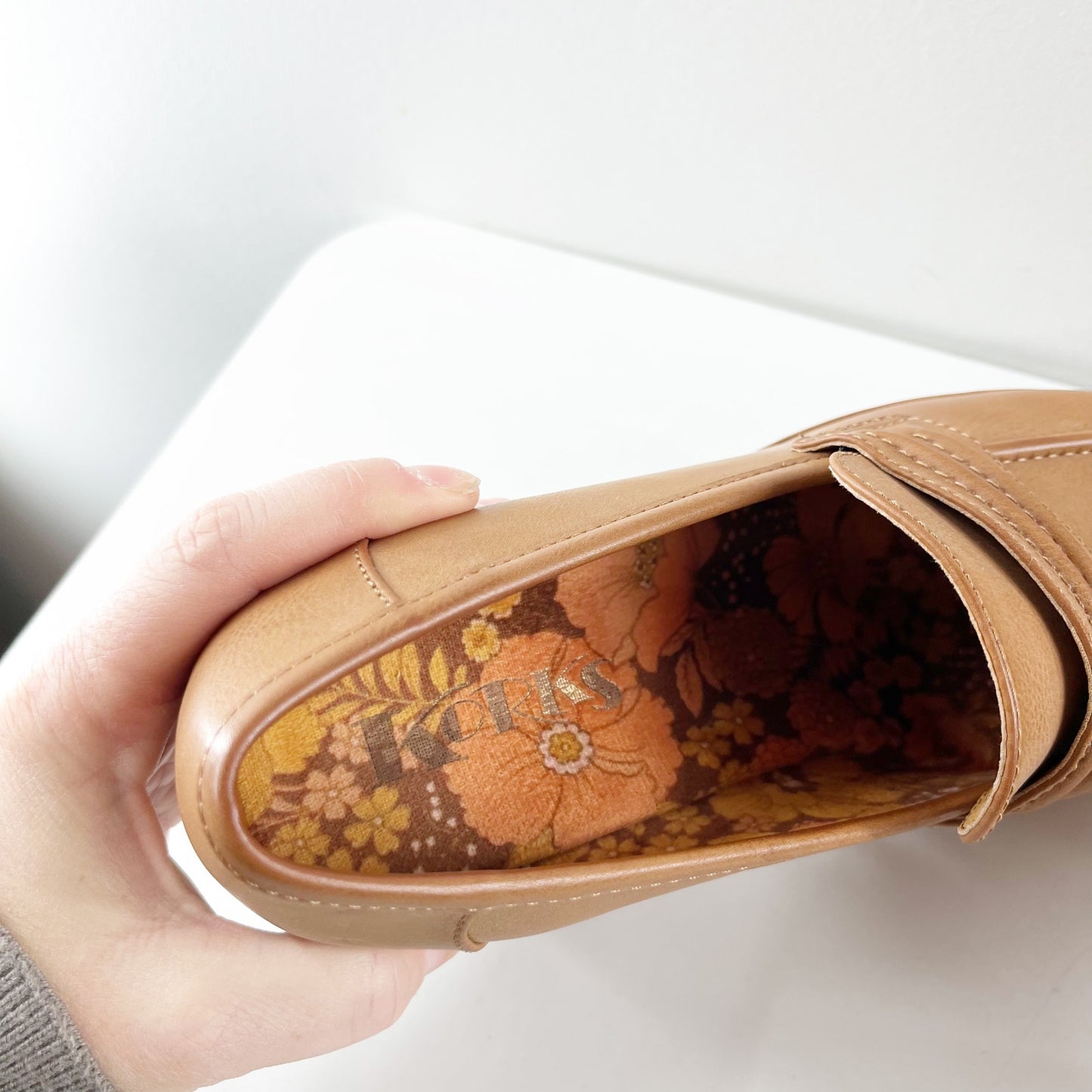 Korks Regina Penny Loafer Platform Oxford Heeled Shoe Brown 7.5