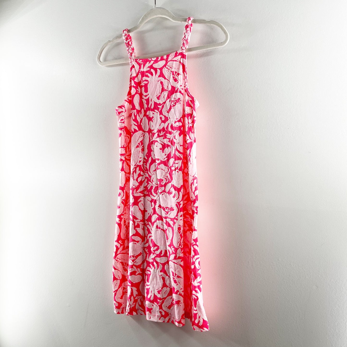 Lilly Pulitzer Kyleigh Square Neck Mini Sundress Dress Cane Coral Crab Pink XXS