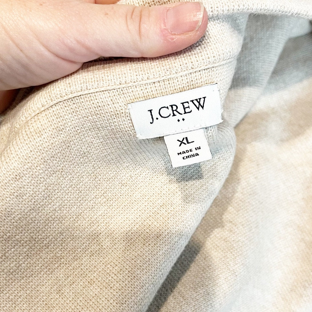 J. Crew Schoolboy Cotton Knit Sweater Blazer Jacket Tan Beige XL