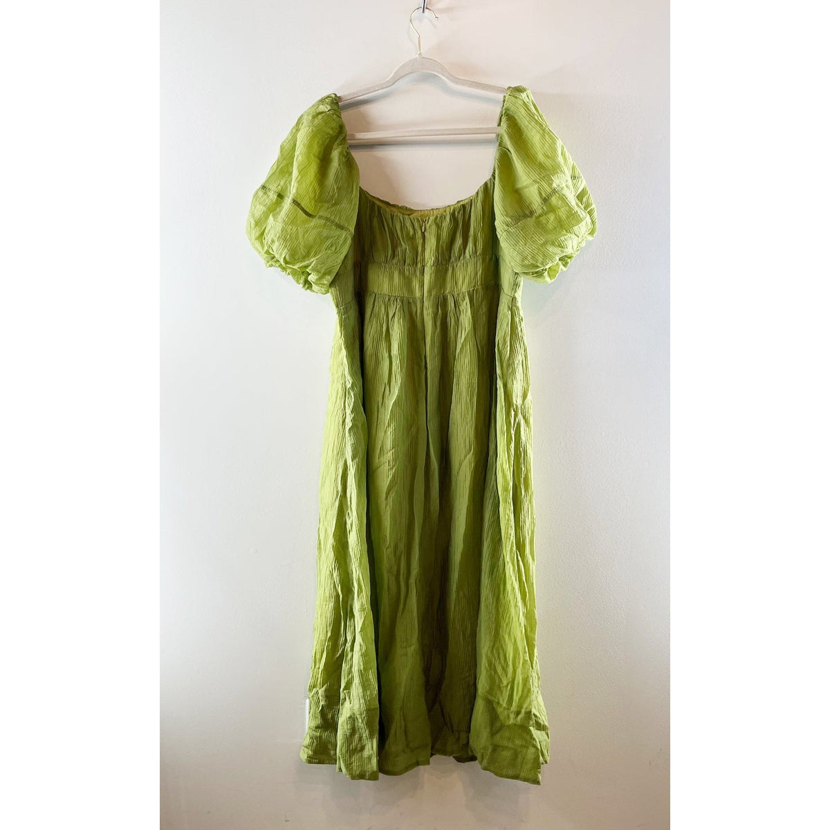 Showpo Roshina Square Neck Puff Sleeve A-Line Midi Dress Olive Green 12