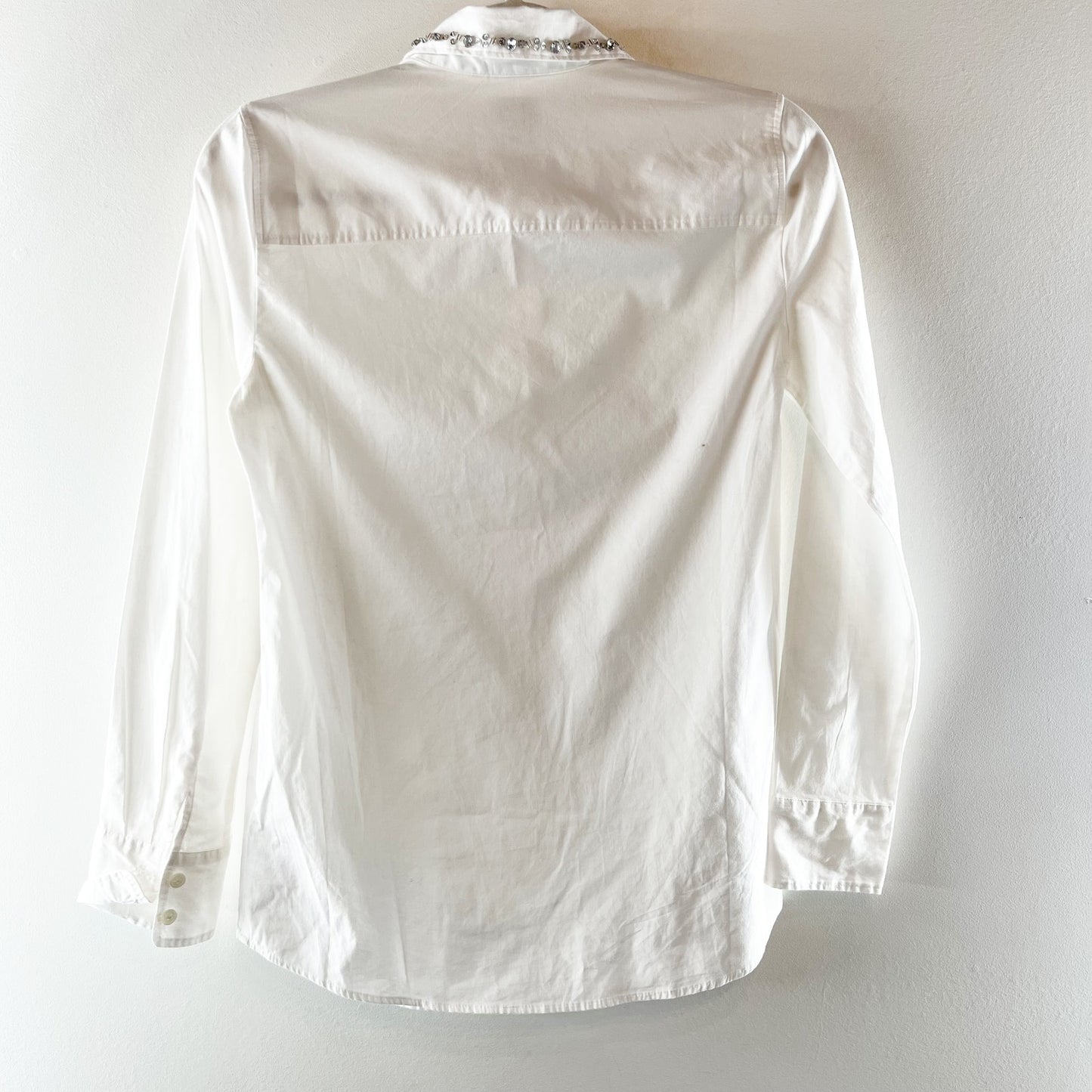 J. Crew Embellished Button Up Long Sleeve Shirt White XXS