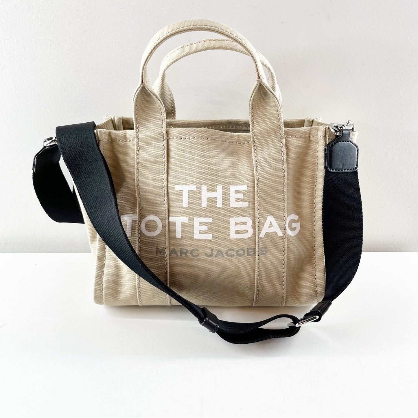 Marc Jacobs The Small Tote Canvas Bag Crossbody Purse Beige Tan