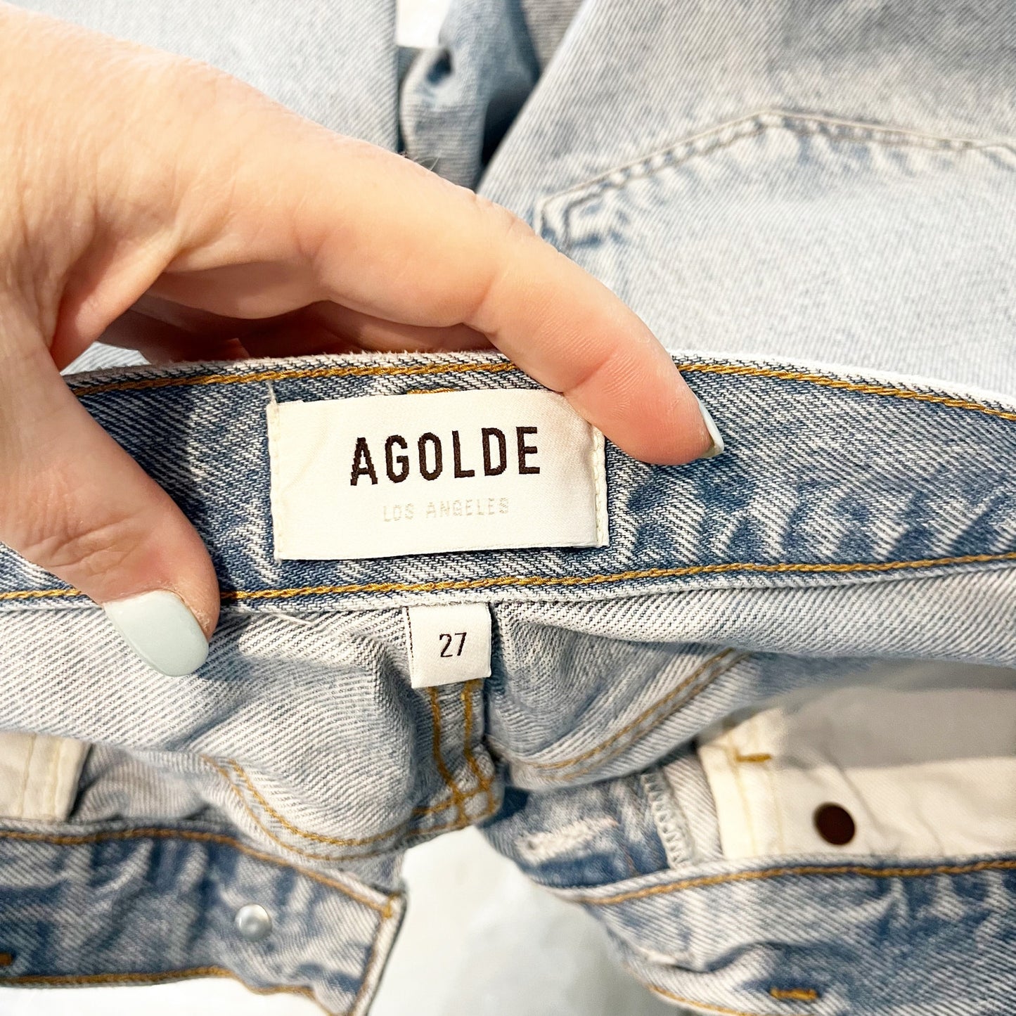 Agolde Parker Mid-Rise Distressed Denim Long Jean Short Parade 27
