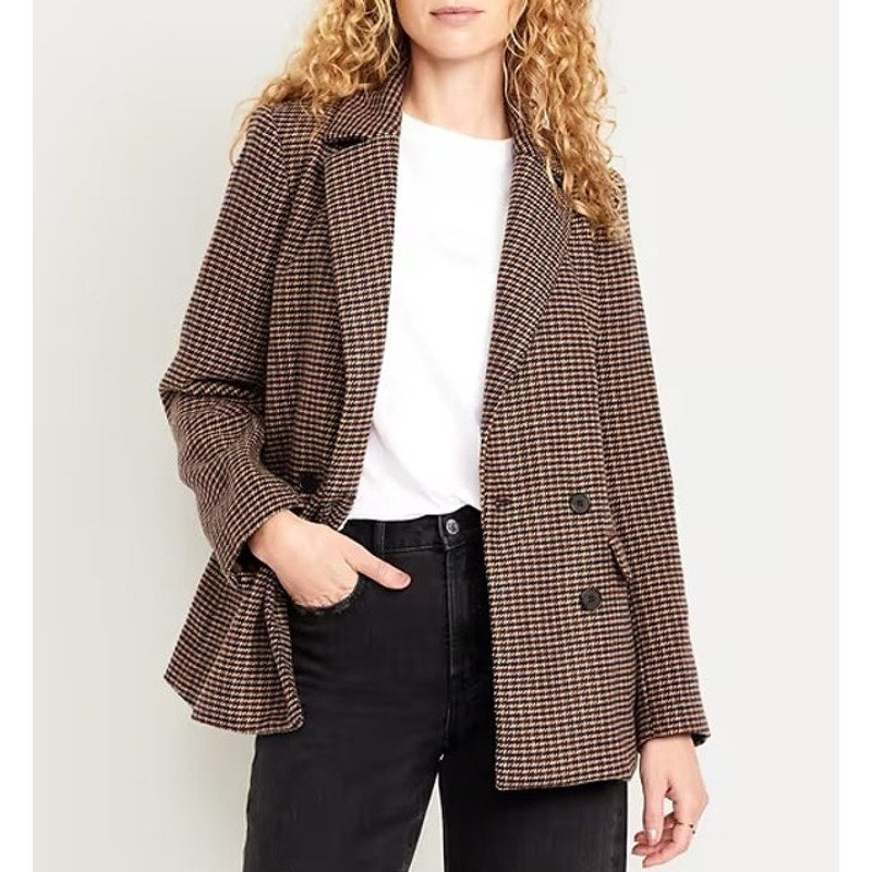 Old Navy Double Breasted Sports Blazer Brown Plaid Small