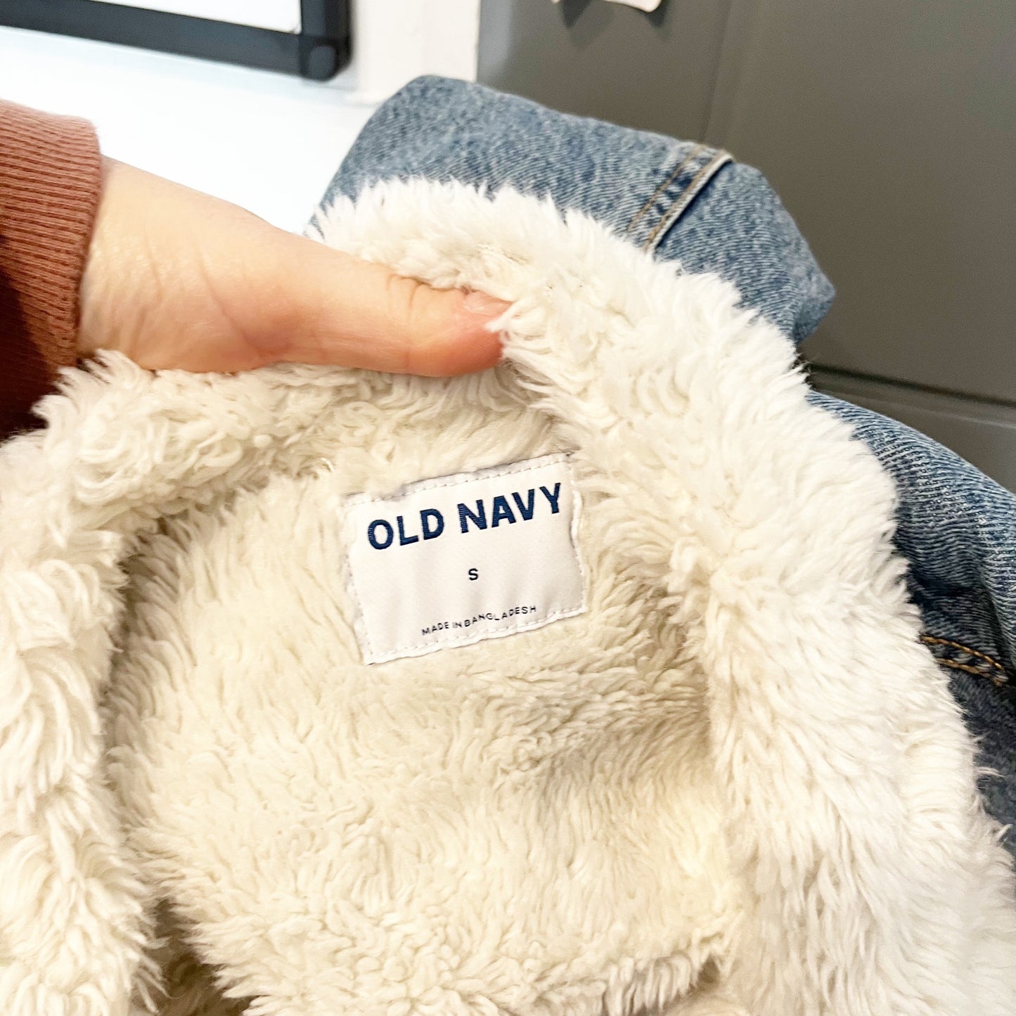 Old Navy Sherpa-Lined Non-Stretch Denim Jean Utility Shacket Blue Small