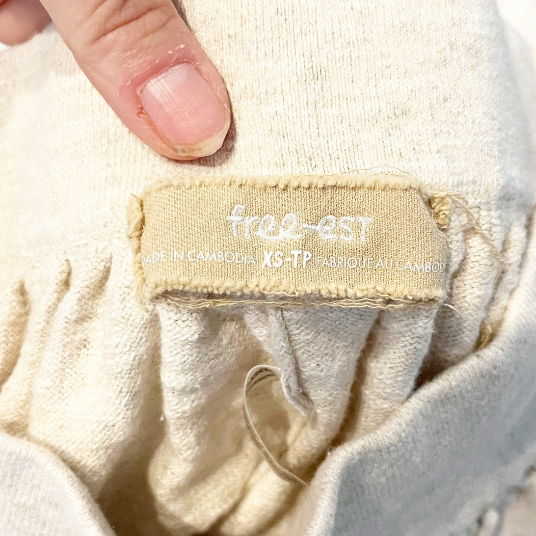 Free People Pull On Relaxed Causal Shorts Beige Tan XS