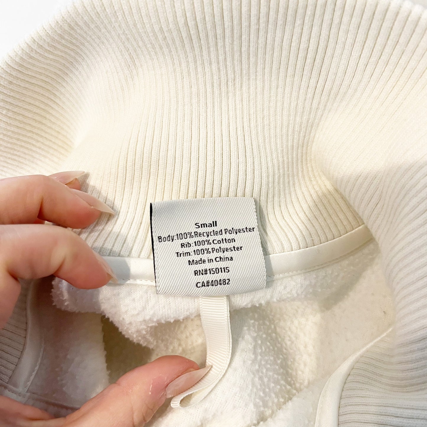 Varley Roselle Long Sleeve Pullover Half Zip Fleece Sweatshirt Cream Small