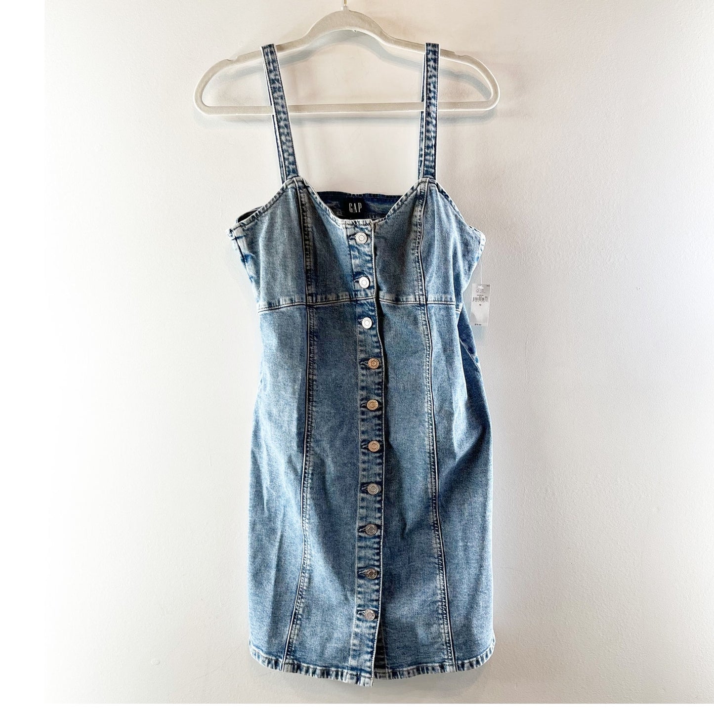 GAP Button Up Sweetheart Denim Mini Dress Blue 10