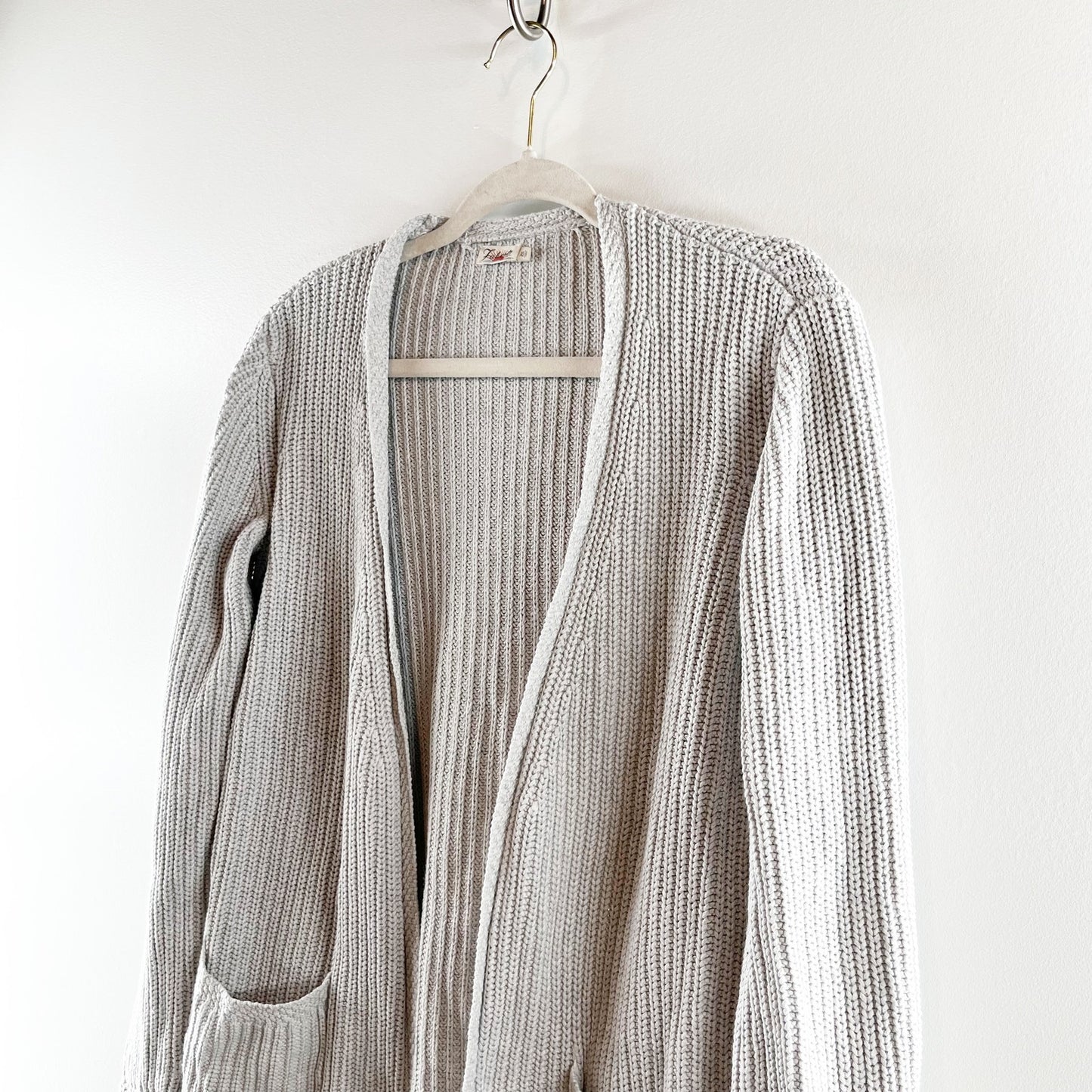 Faherty Cotton-Cashmere Long Sleeve Open Front Lumi Cardigan Sweater Gray XS