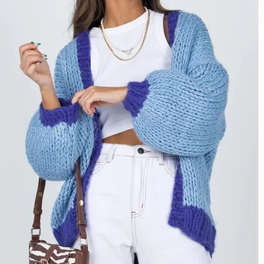 Princess Polly Lester Open Knit Cardigan Sweater Blue XS / S