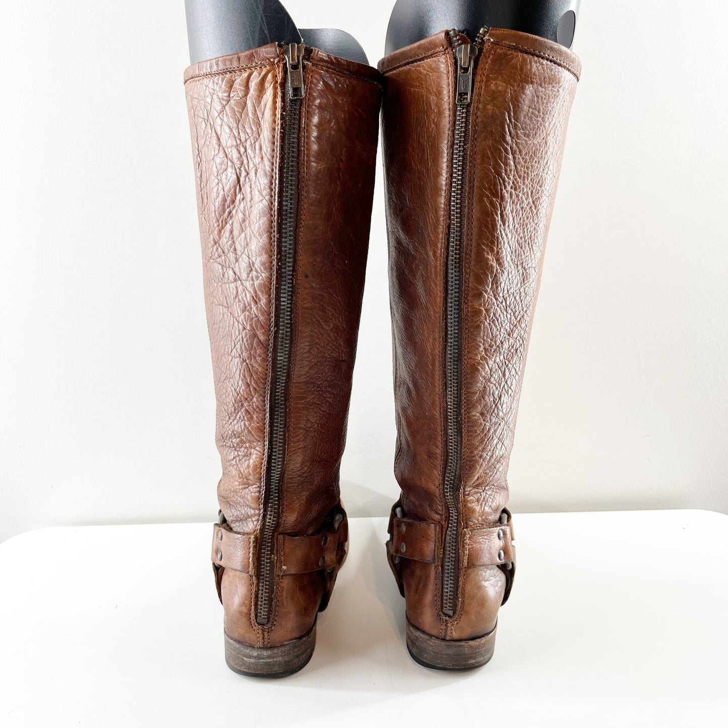 FRYE Phillip Knee High Leather Harness Equestrian Riding Boots Brown 7