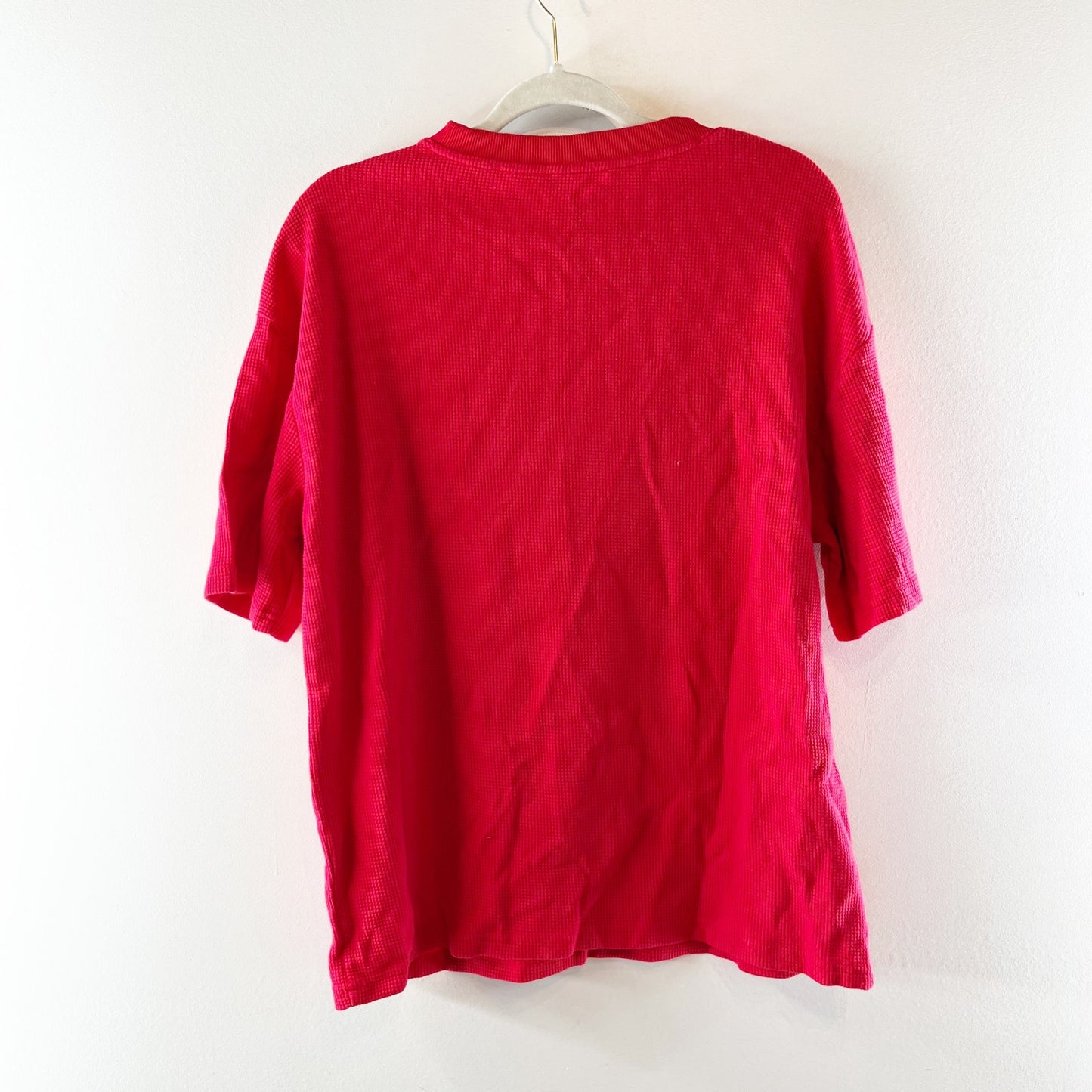 Comfrt Waffle Lounge Short Sleeve Oversized Tee and Shorts Matching Set Cherry M