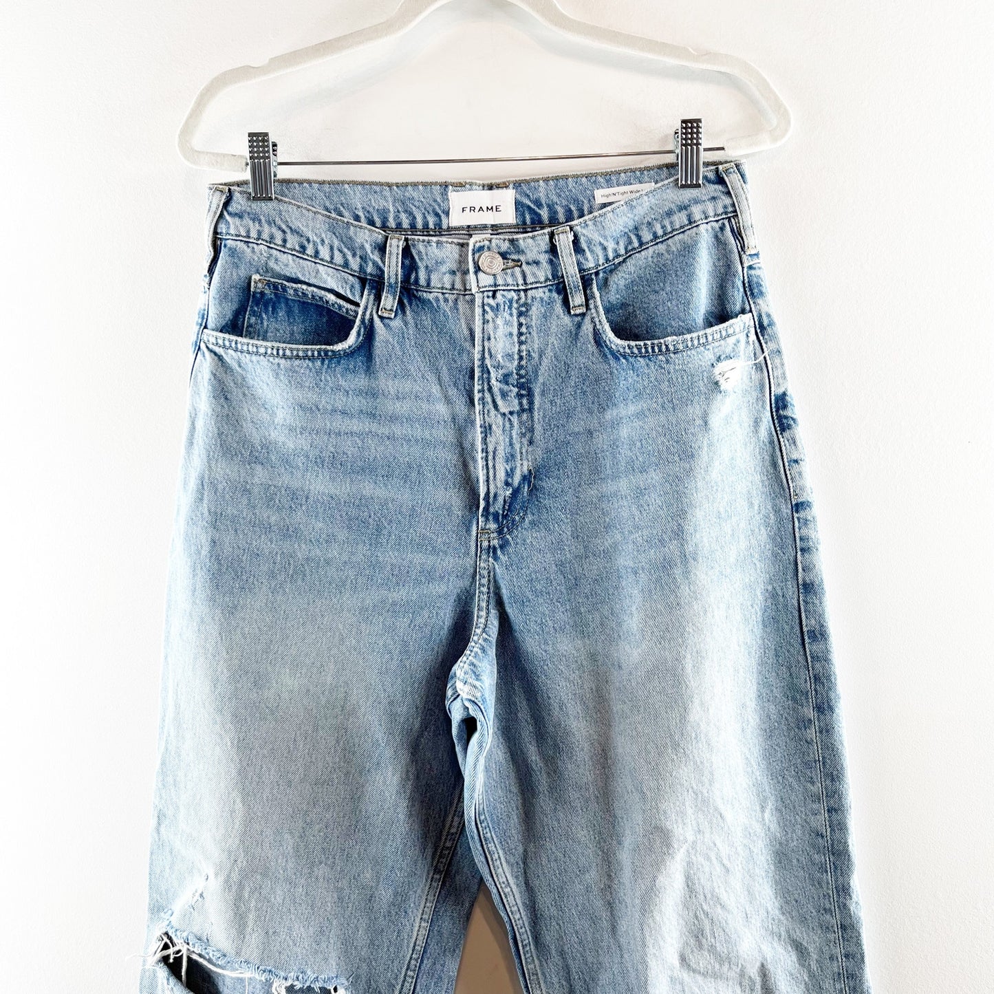 FRAME Le High N Tight High Rise Wide Leg Step Hem Jeans Blue 30 / 10