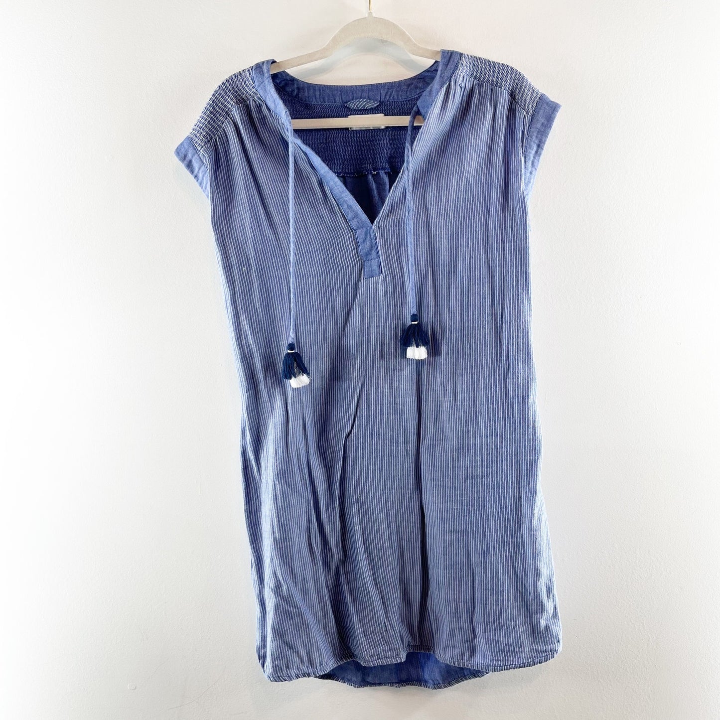 Vineyard Vines Belle Sleeveless Striped Cotton Mini Tunic Dress Blue Small