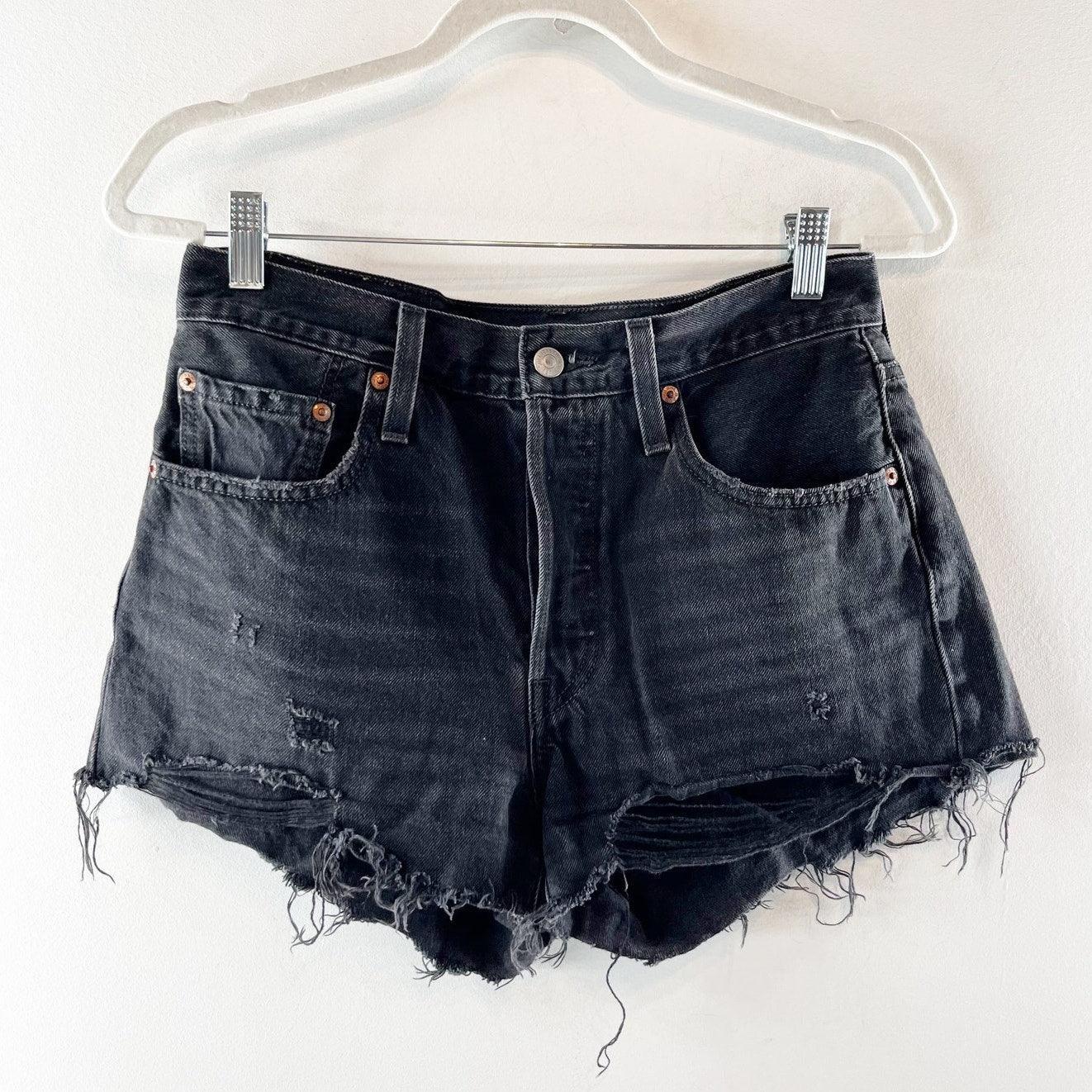 Levi's High Rise Cutoff Jean Denim Shorts Black 27