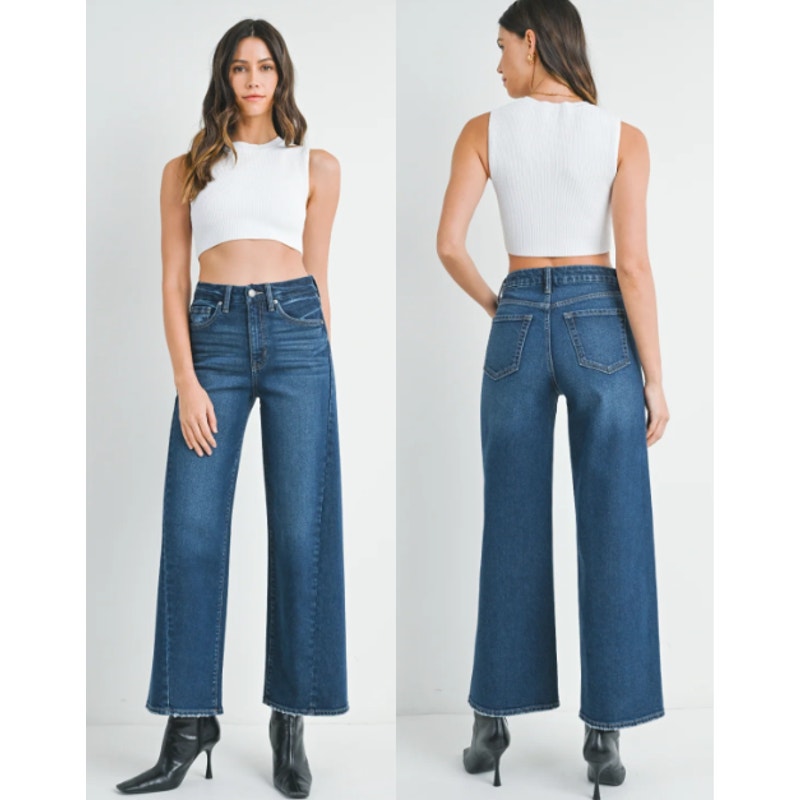 JBD Just Black Denim High Waisted Wide Leg Dark Wash Jeans Blue 31 / 12