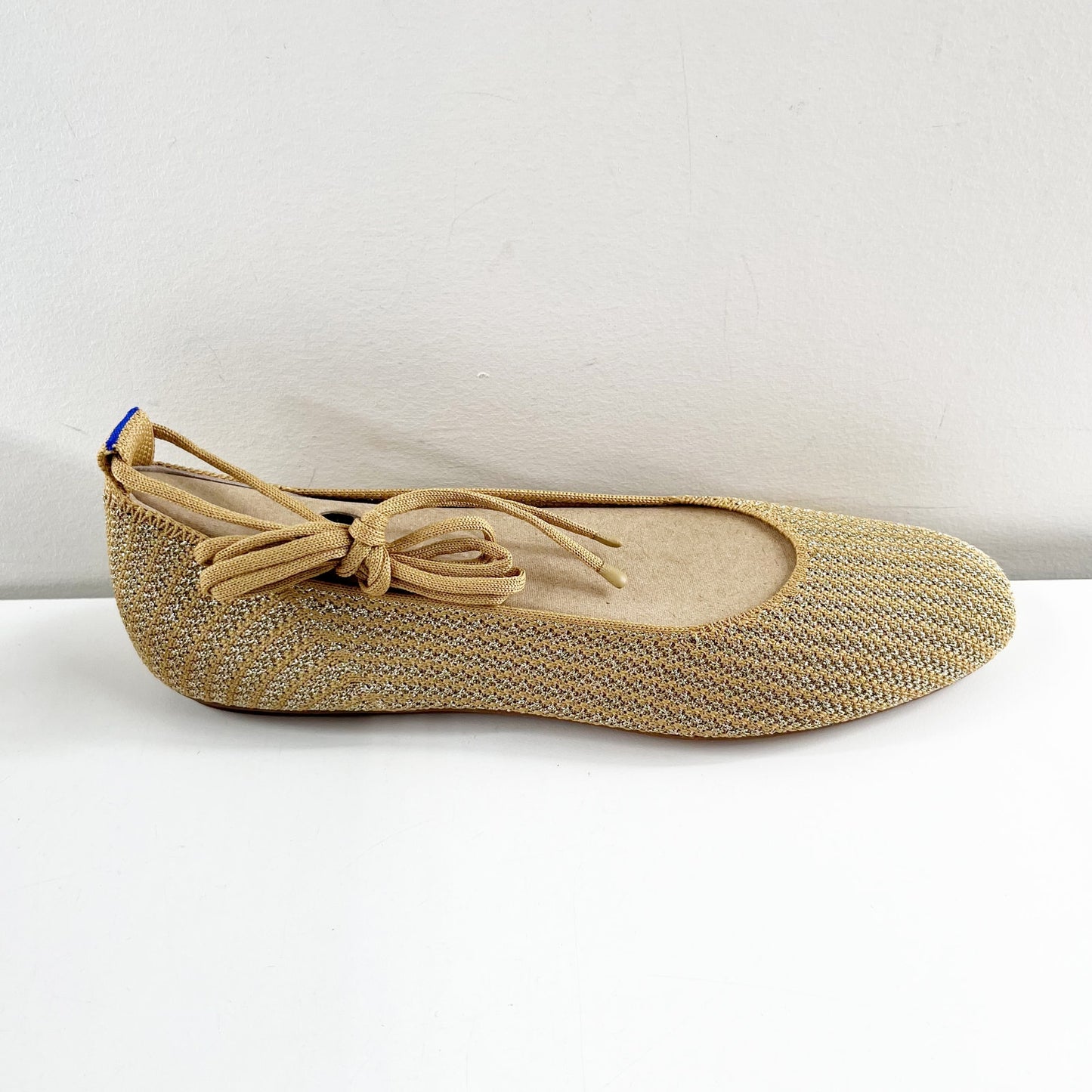 Rothy's The Square Wrap Ballerina Flats Shoes Gold Stripe 9
