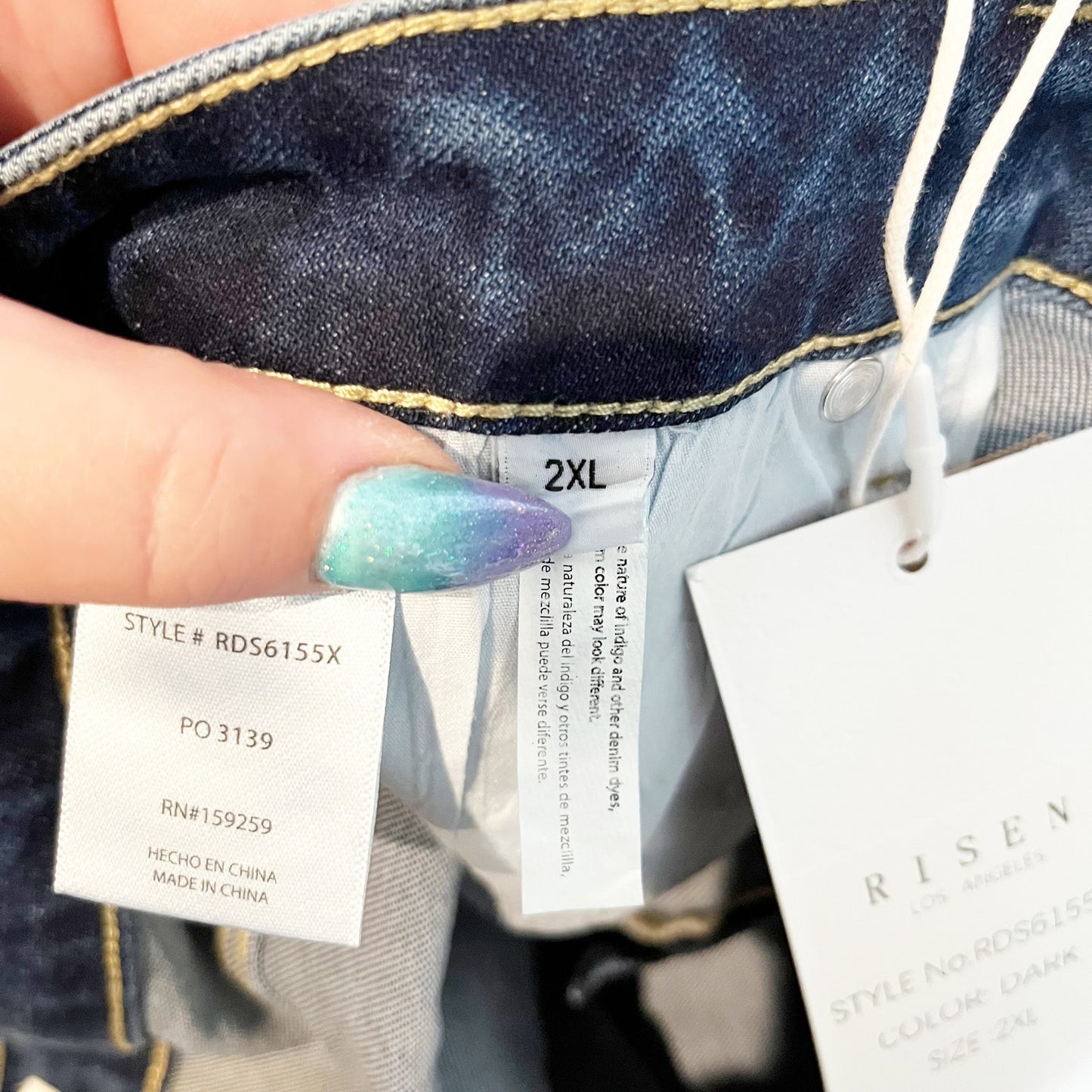 Risen High Rise Cuffed Denim Jean Shorts Blue 2X
