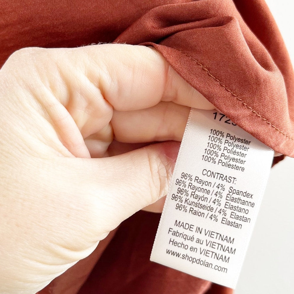 Anthropologie Dolan V Neck Long Sleeve Blouse Top Terracotta Rust Red Large