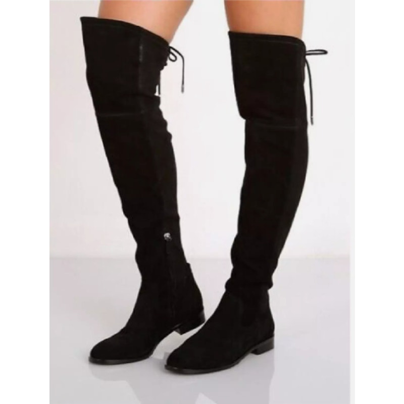 Dolce Vita Neely Suede Almond Toe Block Heel Over the Knee Boots Black 7.5