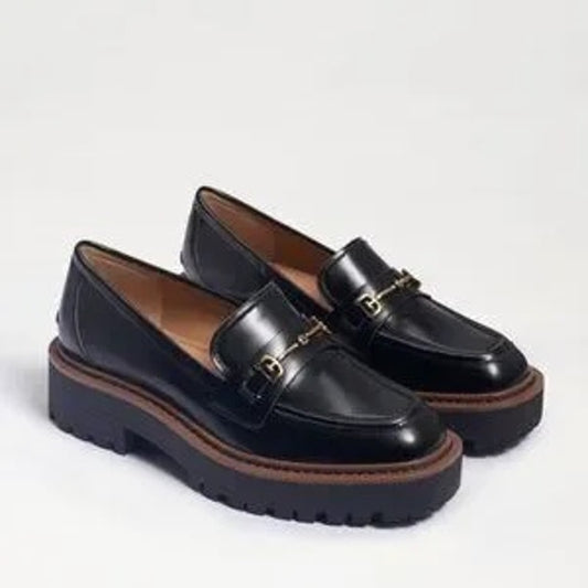 Sam Edelman Laurs Chunky Patent Leather Horsebit Loafers Shoes Black 6.5