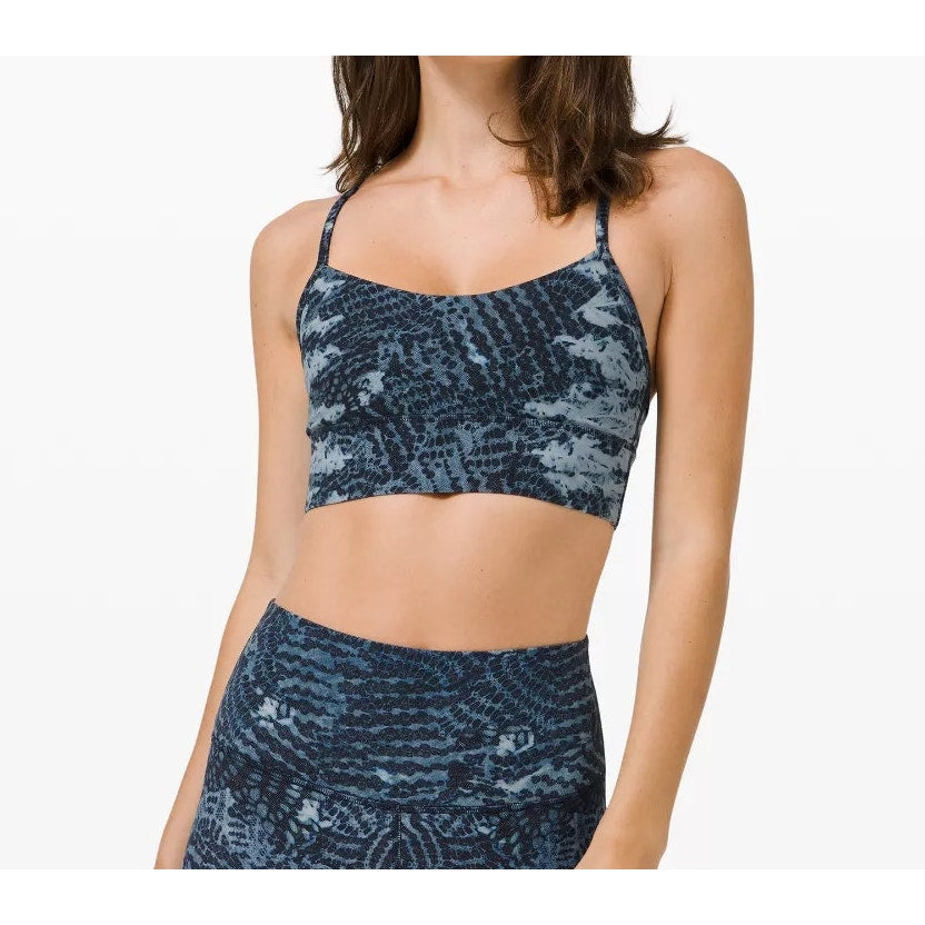 Lululemon Flow Y Bra Long Line Nulu Light Support Indigo Lace Starlight Multi 8