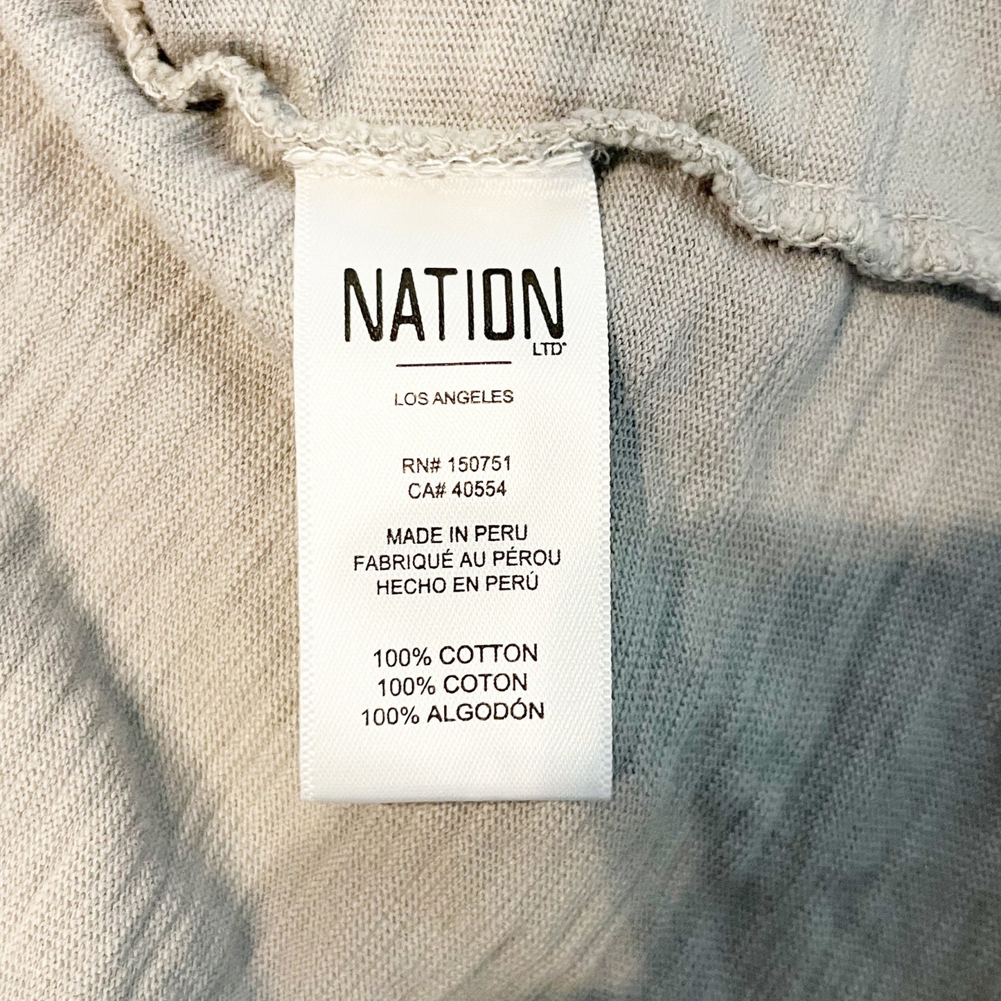 Nation Ltd. 100% Cotton Long Sleeve Ruffle Trim V-Neck Blouse Top Gray Small