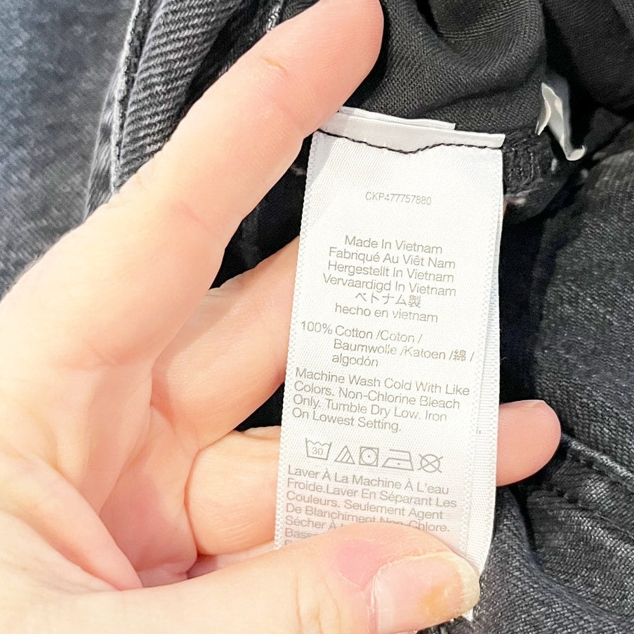 Madewell Denim Mid Rise Maxi Front Slit Jean Skirt in Lunar Wash Black 32 / 14