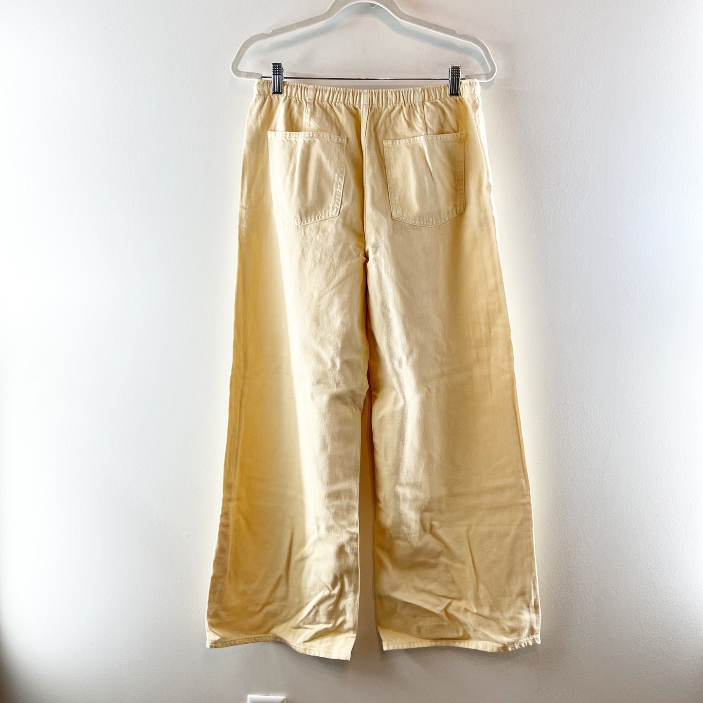 Gap Denim Superlight Mid Rise Soft Pull-On Wide Leg Jeans Vanilla Pudding Small