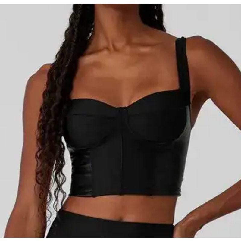 Alo Airlift Winter Warm Cropped Supermoto Tank Top Black Small
