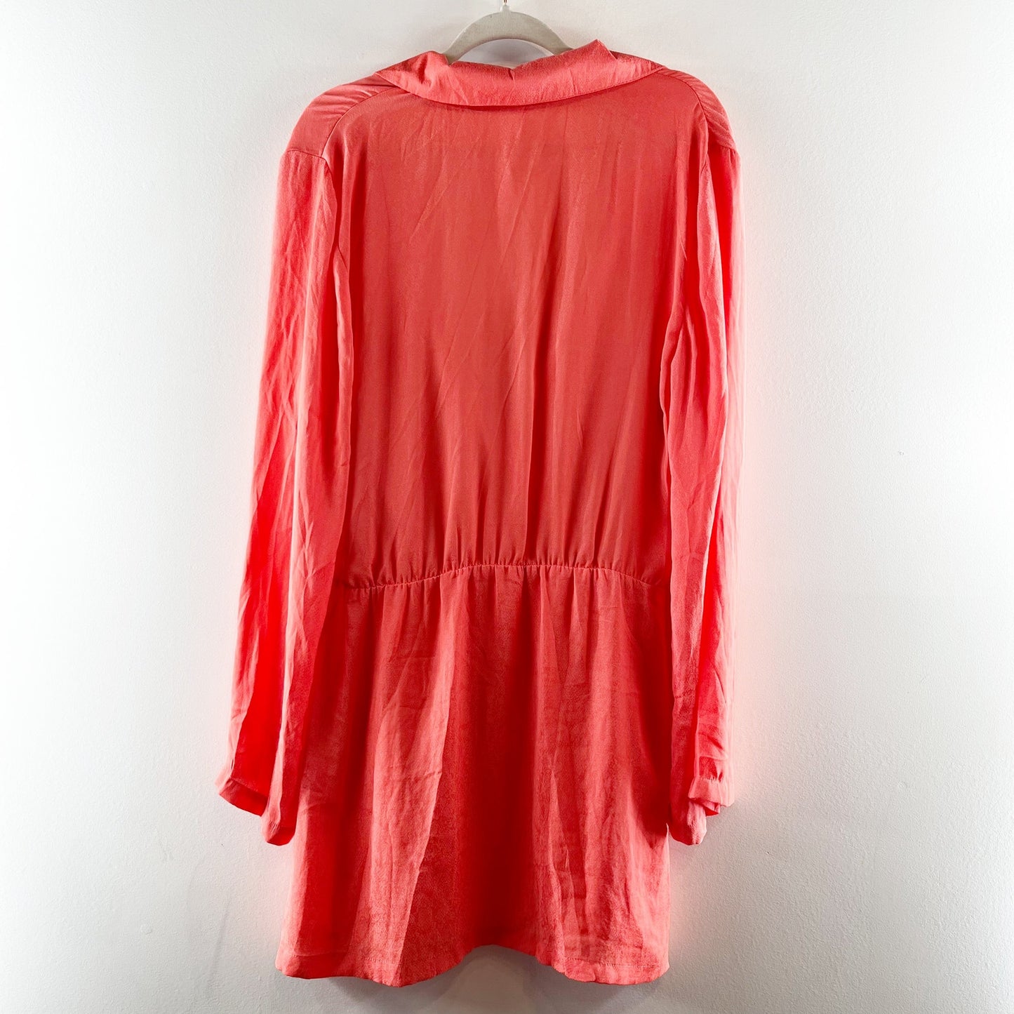 Free People Simone Long Sleeve Surplice V-Neck Wrap Mini Dress Lipgloss Large