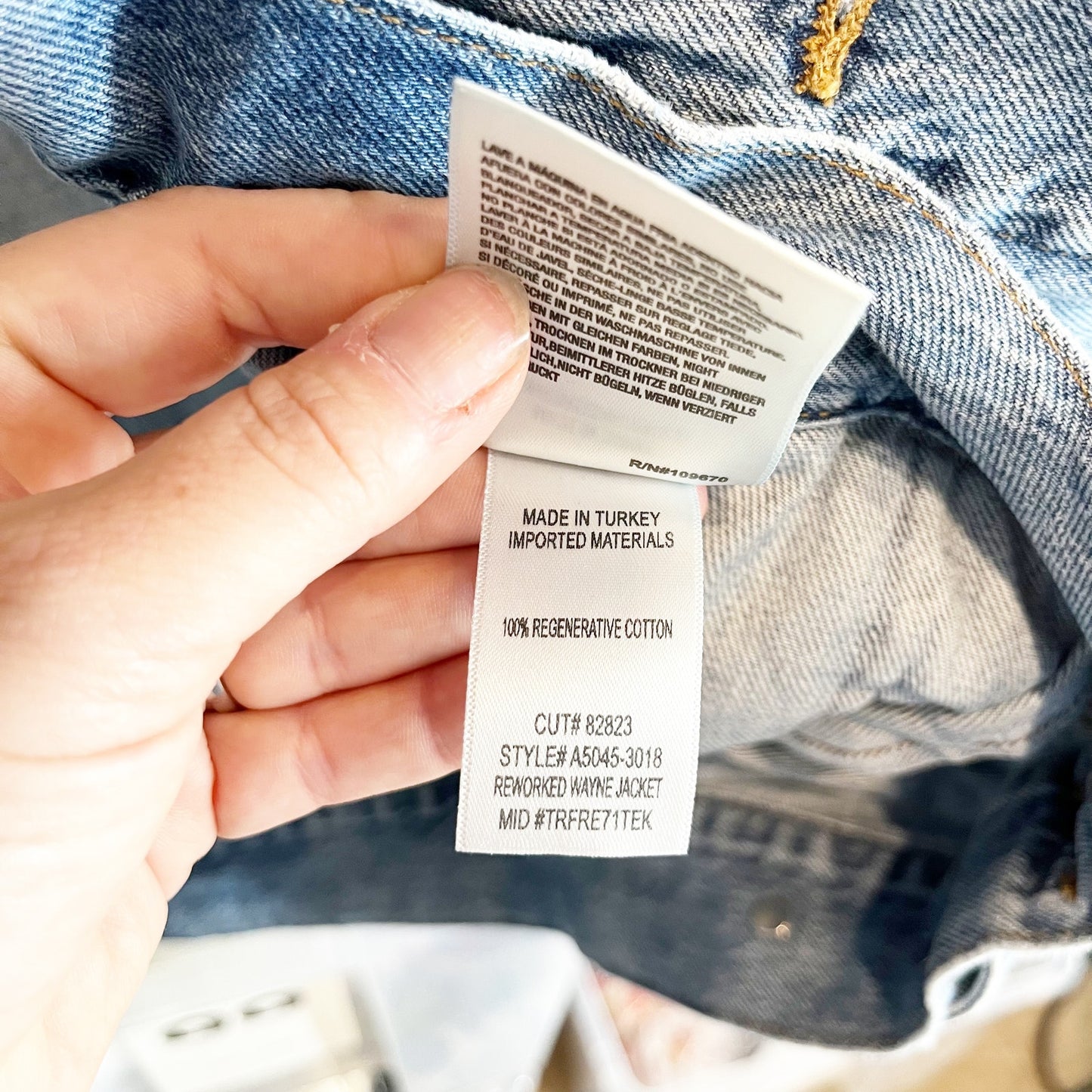 Agolde Reworked Wayne Cotton Long Sleeve Denim Jean Jacket Clarity Blue XS