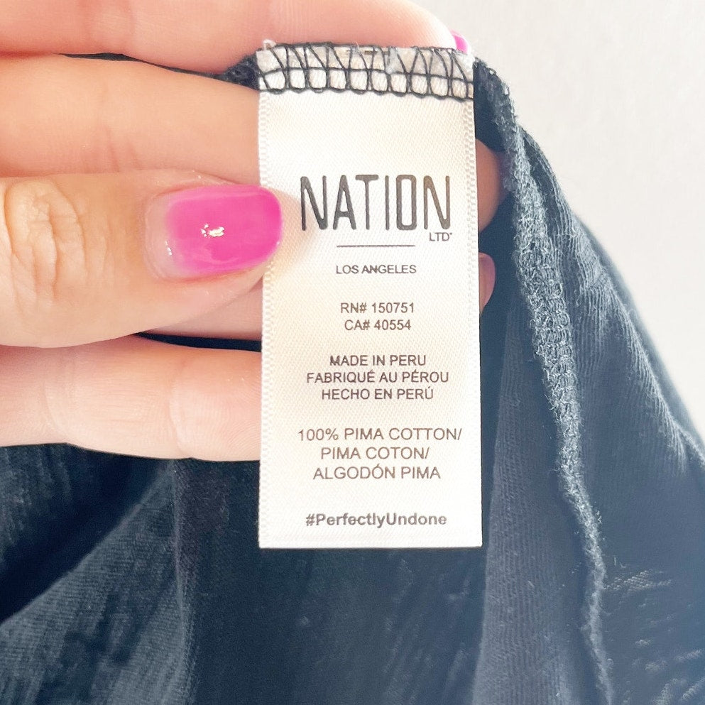 Nation LTD Paulette Ruffle Shoulder Tank Top Black XS