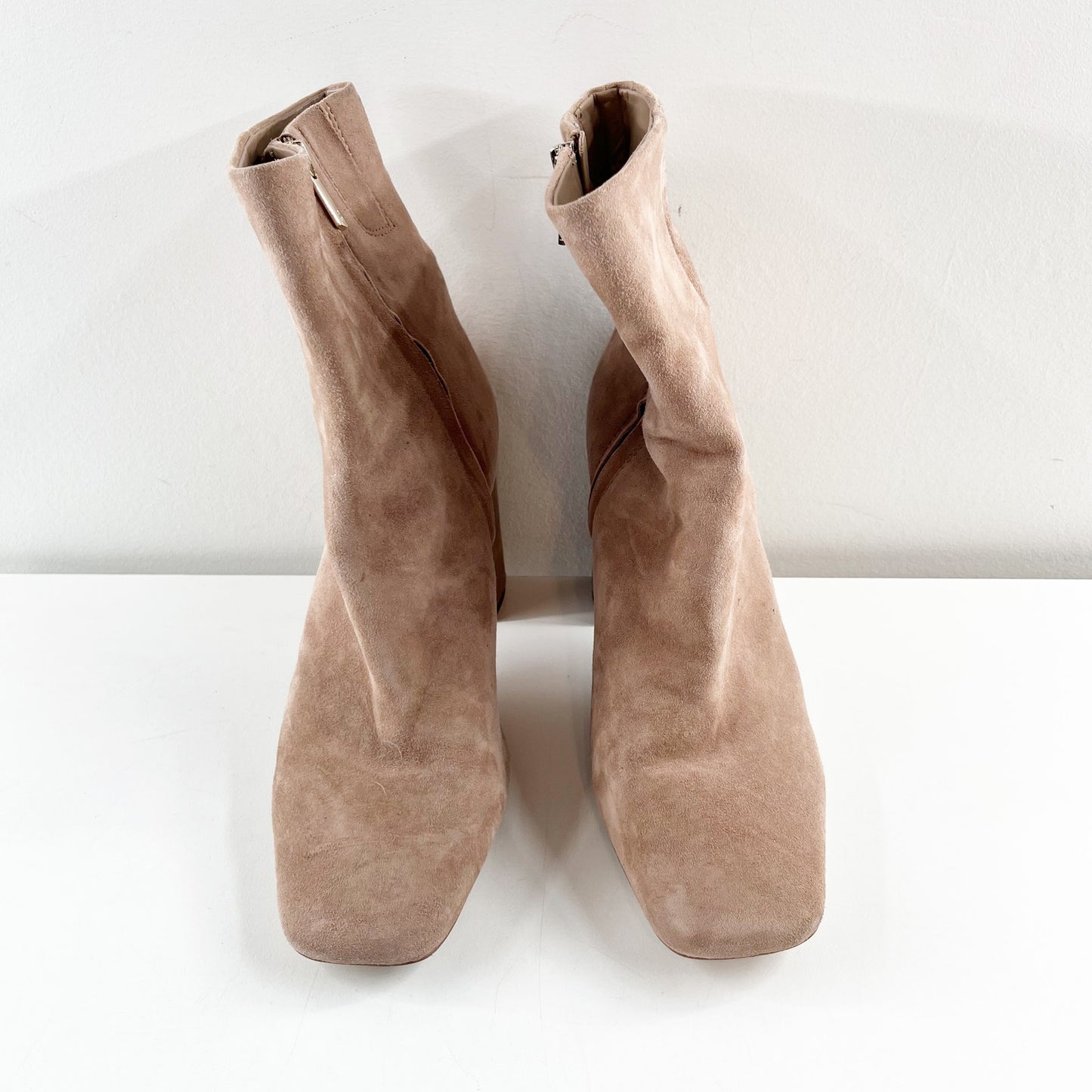Sam Edelman Codie Suede Leather Square Toe Block Heel Ankle Boots Booties Brown