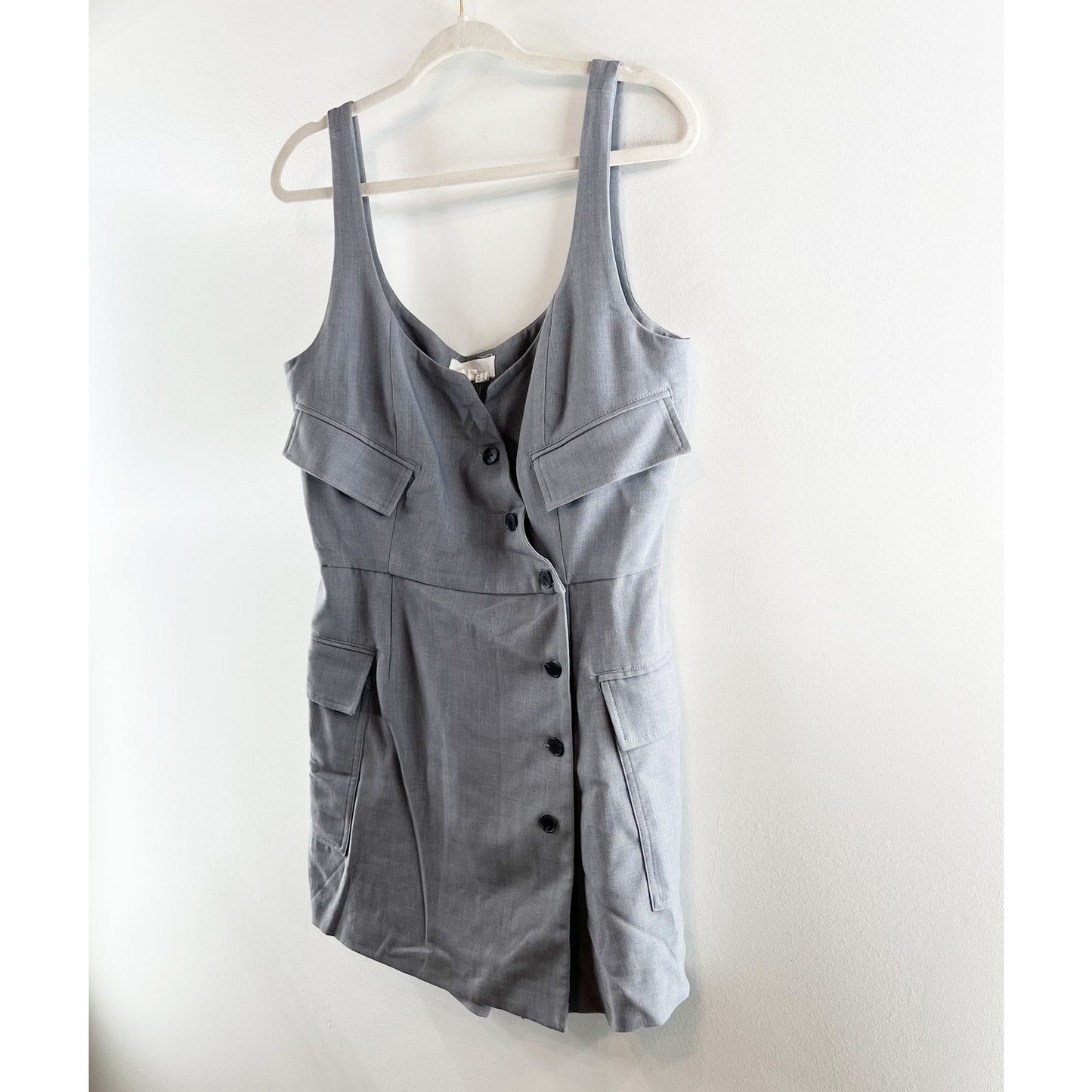 Anthropologie Re-Worked Blazer Mini Romper Dress Gray 14