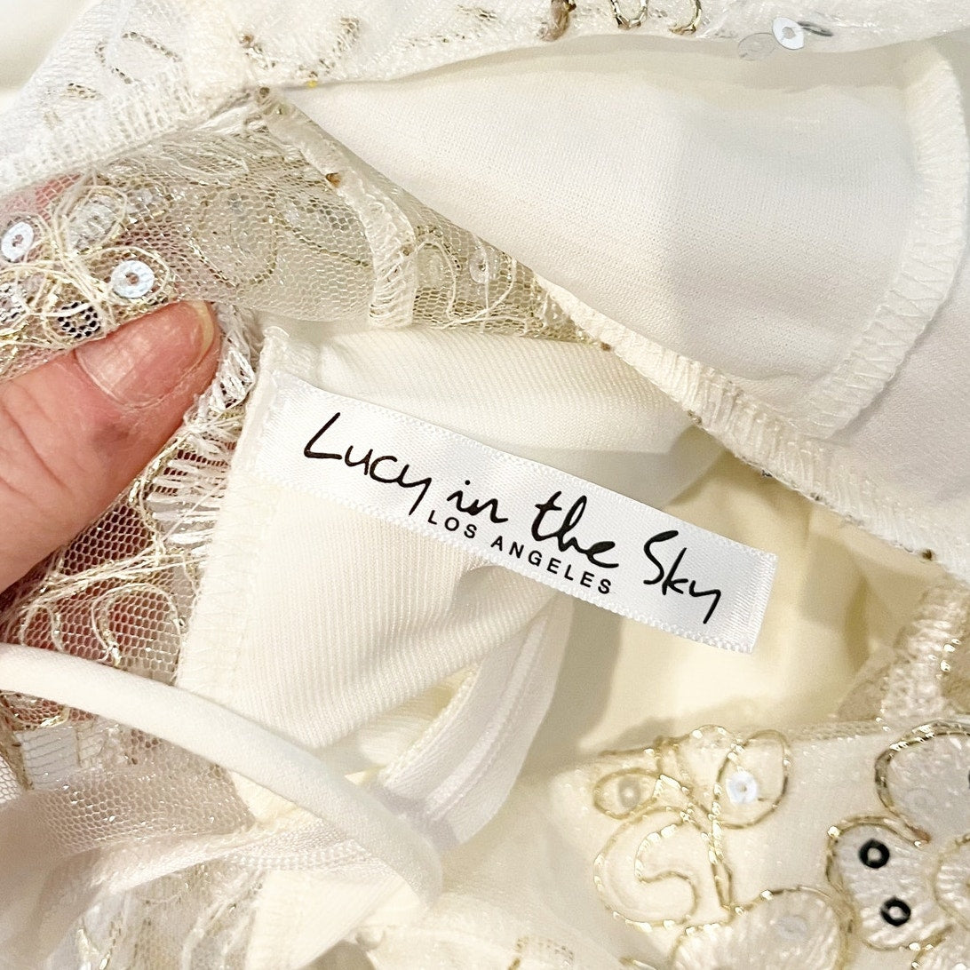 Lucy in the Sky Tulum Lace Double Slit Maxi Dress White XS