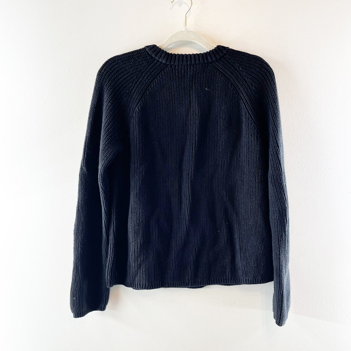 Jenni Kayne Cotton Fisherman Crewneck Sweater Black Medium